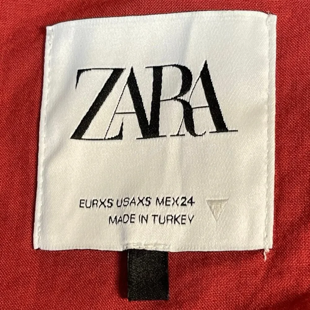 Zara Women's Red Linen Sleeveless Button Up Vest Trousers Pants 2 Piece Set XS